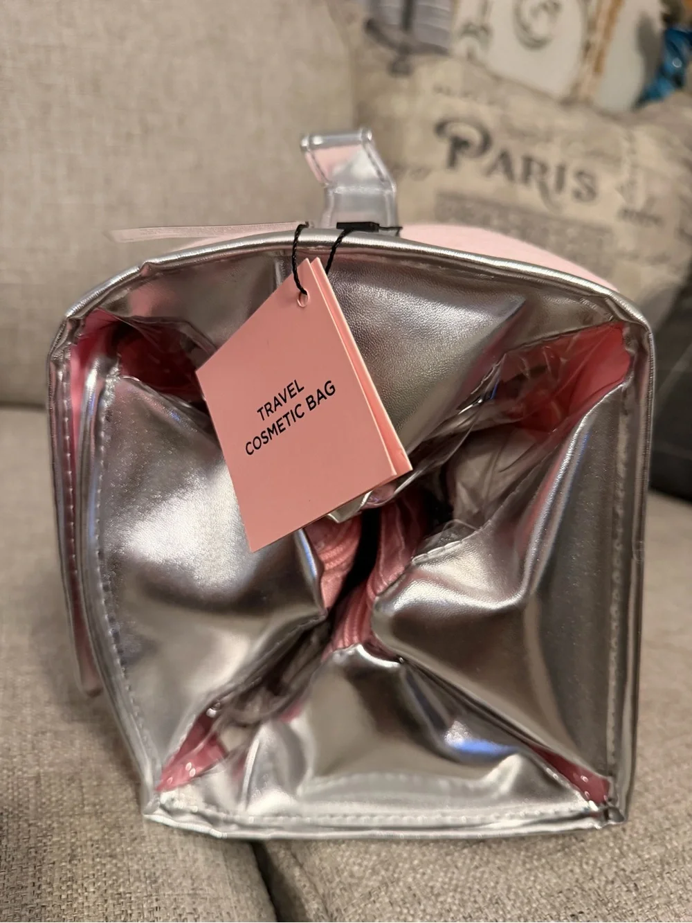 Juicy Couture Pink Cosmetic Travel Case with Silver Trim